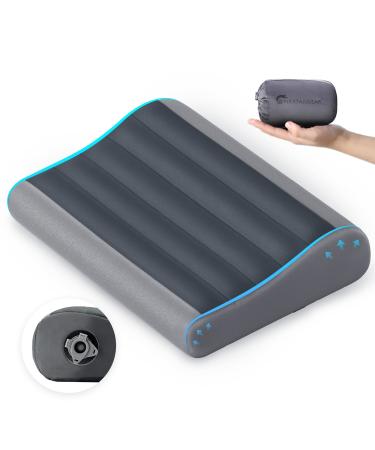FLEXTAILGEAR Neck Contour Inflatable Camping Pillow Ergonomic Travel Pillow Backpacking Gear with Washable Removable Cover Separate TPU Bladder for Camp Hiking Airplane Road Trip Office Grey - Buy Online on GoSupps.com