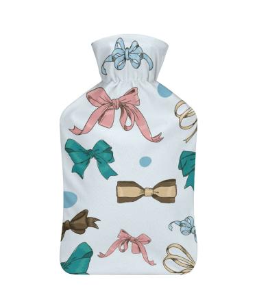 Color Bow Hot Water Bottle With Cover Plush Bed Bottle Hand Warmer For Adults And Children 26.5X15.3cm