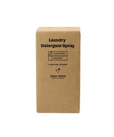 Clean Mama Laundry Detergent Spray & Pre-Treater - Natural Laundry Detergent Soap for Sensitive Skin - HE Compatible - Clean Laundry Scent - 128+ Loads of Laundry, Eco-Friendly 2L Refill Box 68 oz Clean Laundry Refill Box