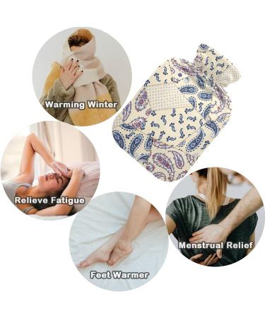 NAANLE Hot Water Bottle - 1L Transparent Patchwork Paisley Flower | Pain Relief for Menstrual Cramps & Heat Therapy - Buy Online on GoSupps.com
