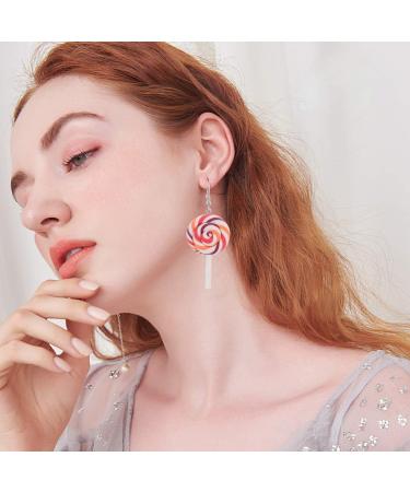 CALLARON 8 Pcs Polymer Clay Earrings Large Dangle Earrings for Women Creative Earrings Silver Hoop Earrings for Women Chunky Women Earrings Lollipops European and American Cane 3X5.3CMx2pcs Assorted Color 2x2pcs - Buy Online on GoSupps.com