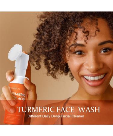 Turmeric Kojic Acid Facial Cleanser Brightening Foaming Face Wash with Soft Massage Heads Kojic Acid Cleanser Exfoliating Turmeric Cleansing for Dark Spots 4.06fl.oz 4.06 Fl Oz (Pack of 1) - Buy Online on GoSupps.com