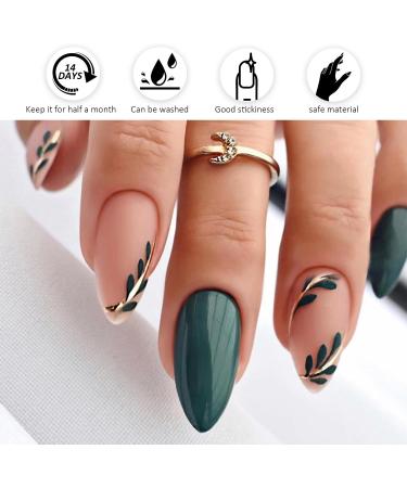 24 Pieces Of Blue Love Nail Stickers 24 Pieces Of Dark Green Wearable Nails Blue Fake Nails Fashionable Oval Nails French Fit Nails Artistic Nails Diy Nail Accessories - Buy Online on GoSupps.com