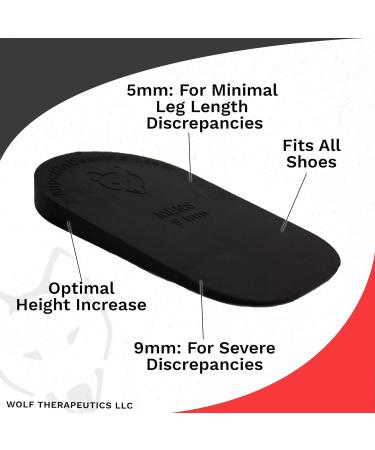 Dr. Wolf 5mm Heel Lifts for Men - 2 Pack of Rubber Inserts for Leg Length Discrepancy & Pain Relief - Black - Buy Online on GoSupps.com