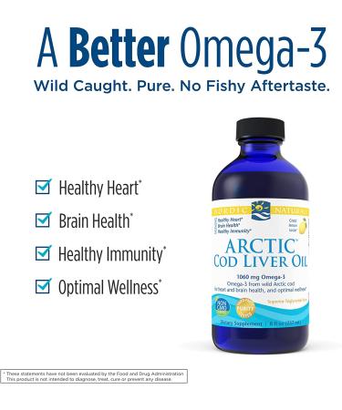 Nordic Naturals Arctic Cod Liver Oil - Lemon Flavor 8 fl oz (237 ml) | Omega-3 & Vitamin D - Buy Online on GoSupps.com