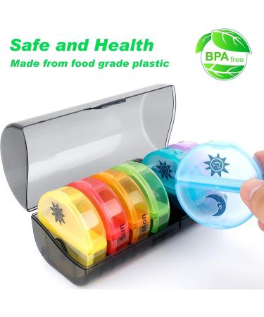 IEKEODI Weekly Pill Box - 2 Times a Day 7-Pack Travel Organizer for Medicine Vitamins Supplements - Buy Online on GoSupps.com