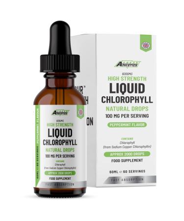 Liquid Chlorophyll Drops for Water - 60ml for 60 Servings - 2 Month Supply of High Strength 100mg Chlorophyll Liquid Drink - Made in UK