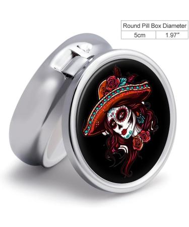 Day of The Dead Skull Women Pill Box | 3 Compartment Medicine Organizer | Unique Gift for Her - Buy Online on GoSupps.com