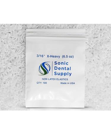 Sonic Dental - Clear Non Latex 3/16" X-Heavy 6.5 oz - Orthodontic Elastic - Braces - Small Dental Rubber Bands - Made in the USA - Buy Online on GoSupps.com