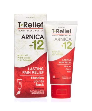T-Relief Arnica +12 Gel Natural Relieving Actives for Back Pain Joint Soreness Muscle Aches & Stiffness Whole Body Fast Acting Relief for Women & Men - 2 oz