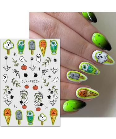 JMEOWIO 9 Sheets Halloween Nail Art Stickers Decals Self-Adhesive Cute Ghost Pumpkin Red Flower Nail Supplies Nail Art Design Decoration Accessories - Buy Online on GoSupps.com