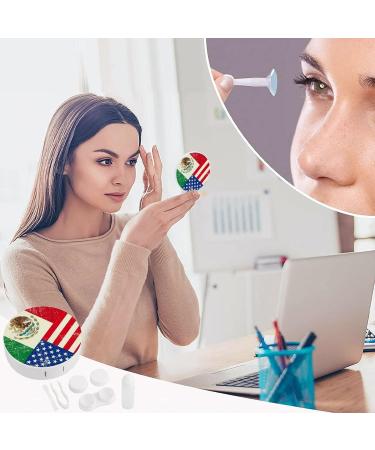Mexico Mexican USA America Flag Round Case For Contact Lens Kit Storage Box with Mirror Printed - Buy Online on GoSupps.com