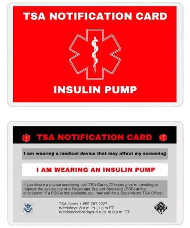 TSA Notification Card for Insulin Pump wearers - Wallet Version (2)