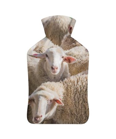 Lamb Hot Water Bottle With Cover Plush Bed Bottle Hand Warmer For Adults And Children 26.5X15.3cm