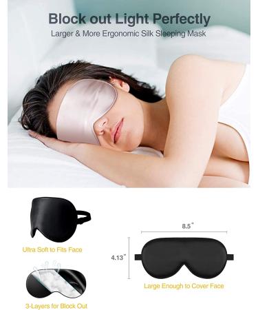 Luxtude Eye Masks for Sleeping  Natural Mulberry Silk Sleep Mask  Super Soft Satin Sleep Mask  Satin Eye Masks for Sleeping Blockout  Blindfold  Night Mask  Eye Cover  Eye Shades for Women Men  2 Pack Black & Pink - Buy Online on GoSupps.com