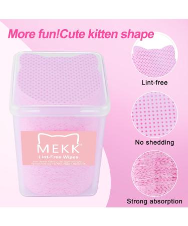 MEKK Lint Free Nail Wipes - 400PCS Cat Shape Remover Pads for Nail Polish & Lash Extensions | Super Absorbent Non-Woven Fabric - Pink - Buy Online on GoSupps.com