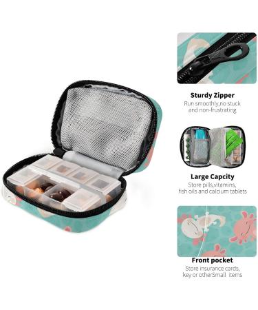 Pfrewn Kawaii Axolotl Pill Organizer Case - 7 Day Travel Pill Box & Zipper Pouch for Vitamins & Supplements - Buy Online on GoSupps.com