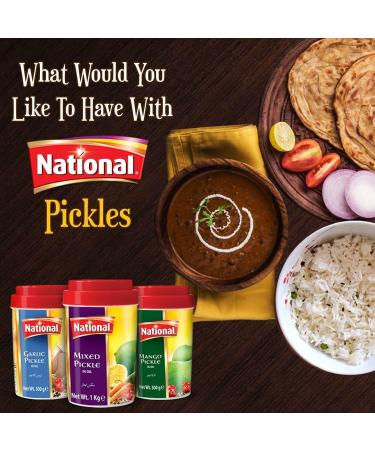 National Foods Garlic Pickle 35.27 oz (1000g) Spicy Traditional South Asian Relish | Zesty & Tangy Lahsun Achaar | Plastic Jar | Pack of 6 Garlic (1000g) 1 kg (Pack of 6) - Buy Online on GoSupps.com