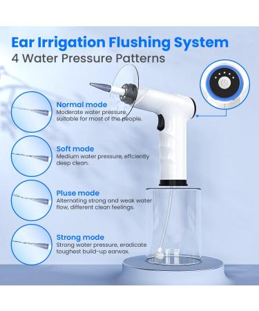 Electric Ear Wax Removal Kit with LED Lights and 4 Pressure Modes - For Adults and Kids - Ear Irrigation Flushing System - Black - Buy Online on GoSupps.com