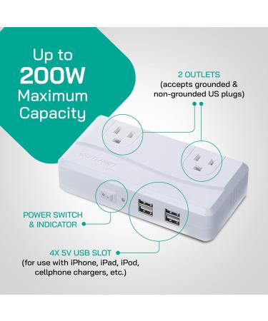200W Travel Voltage Converter 220V to 110V - EU AU UK Adapter for Clippers Shavers & Trimmers - Circuit Breaker Included - Buy Online on GoSupps.com