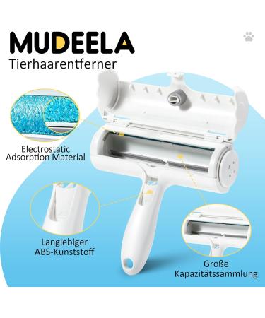 Mudela Animal Hair Remover | Self-Cleaning Lint Roller for Dog & Cat Hair | Effective on Carpets Furniture Clothing and More - White & Blue - Buy Online on GoSupps.com