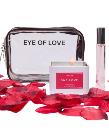 Love in Transit Kit One Love Pheromone Perfume & Candle Set with Rose Petals Travel Bag