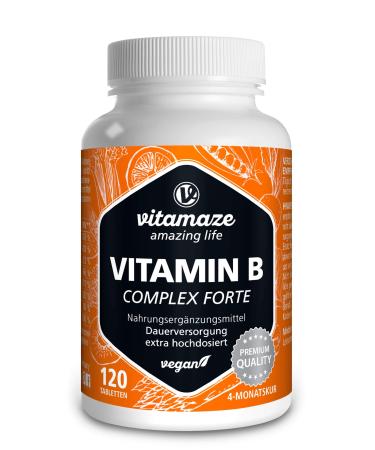 Vitamin B complex extra high dose 120 vegan tablets for 4 months all B vitamins with optimal bioavailability natural nutritional supplements without additives - Buy Online on GoSupps.com