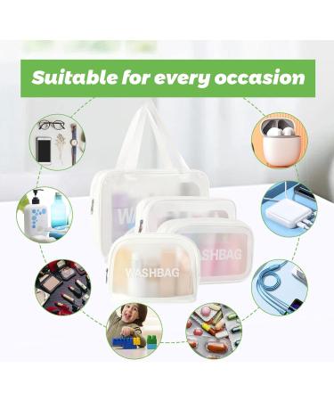 4 Pcs Waterproof Clear Toiletry Bags for Women - Transparent Travel Makeup Bags Set (White) - Buy Online on GoSupps.com