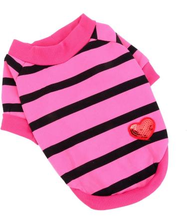 Paidful Striped Dog Shirt for Small & Medium Dogs | Breathable Tank Tops for Puppies & Cats with Red Heart | Summer Pet Clothes | 45cm Back & 53cm Breast - Buy Online on GoSupps.com