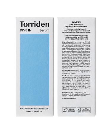 Torriden DIVE-IN Low-Molecular Hyaluronic Acid Serum | Deep Hydration for Dry Skin | Vegan & Cruelty-Free Korean Skincare | 1.69 fl oz - Buy Online on GoSupps.com
