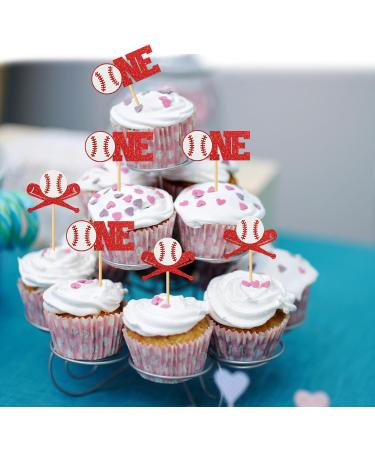 MonMon & Craft Baseball One Cupcake Toppers - Sport Theme 1st Birthday Cupcake Decor - Baby Shower Party Dessert Decor - Baseball Birthday Party Cupcake Toppers - 24 Pcs Glitter - Buy Online on GoSupps.com