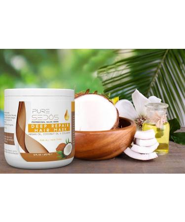 Argan Oil Hair Mask 16 Oz - Deep Conditioner for Dry, Damaged Hair - Hydrating Treatment with Organic Argan Oil, Coconut Oil and Collagen - Buy Online on GoSupps.com