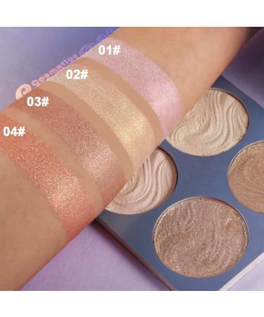 Shimmer Highlighter Palette - White Pink Champagne Gold Hilight Makeup Powder | Face Glitter Primer for Makeup - 4 Colors - 1 Count - Buy Online on GoSupps.com