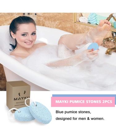 Pumice Stone 2Pcs Natural Lava Callus Remover for Feet/Hands/Body - Foot Scrubber for Dead/Hard Skin - Foot File for Men/Women by MAYKI - Blue Round Shape - Buy Online on GoSupps.com