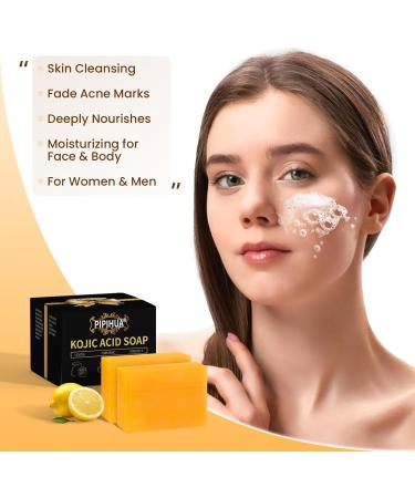 PIPIHUA Lemon Turmeric Kojic Acid Soap for Skin: Lemon Kojic Acid Soap Bars Combines Lemon & Turmeric & Kojic Acid(2 Pack) 2Pack Lemon & Turmeric - Buy Online on GoSupps.com