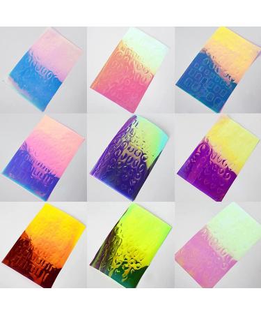 WOKOTO Aurora Nail Foil Sheets - 11 Self Adhesive Holographic Mix Shapes for DIY Nail Art Decoration - Laser Nail Decals for Women and Girls - Buy Online on GoSupps.com