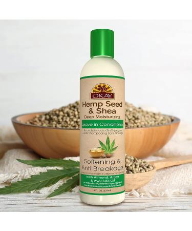 OKAY Hemp Seed & Shea Softening Leave In Conditioner - Stimulates Hair Growth, Prevents Breakage - 8oz - Buy Online on GoSupps.com