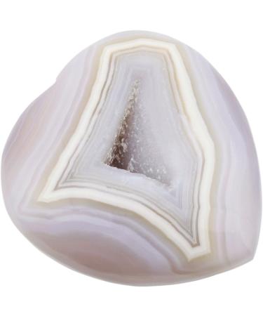 Nupuyai Agate Geode Heart Palm Worry Stone - Chakra Reiki Healing Crystal for Home Decoration - Natural Colour - 50mm - Buy Online on GoSupps.com