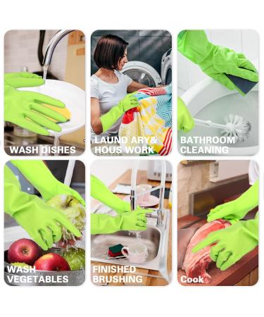 COMNICO 15 Extra Long Rubber Cleaning Gloves - Waterproof, Non-Slip, Reusable for Kitchen & Bathroom - Grippy Latex Supplies - 1 Pair (Green) - Buy Online on GoSupps.com