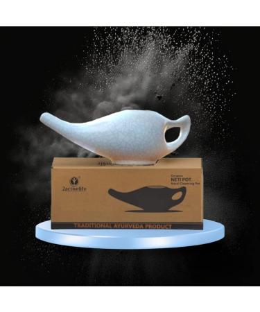 2activelife Ceramic Neti Pot - 225ml, Dishwasher Safe, Compact Design - Ivory Crackle - Buy Online on GoSupps.com