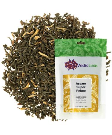 Assam Tea Super Orange Pekoe Loose Leaf Tea Black Leaves Origin Assam India Second Flush With Golden Tips Orthodox Excellent as English Breakfast Boba Scottish 100gm Or 3.5oz