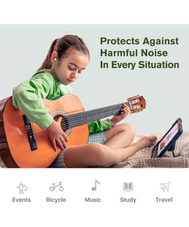 Kids Ear Plugs (5-12 yrs) -Reusable Earplugs for Focus Travel Concerts Socializing Sports Events Sleep Noise Sensitivity 8 Ear Tips in XS/S/M/L -26dB Noise Reduction Children Small Plugs PLGN Purple+green - Buy Online on GoSupps.com