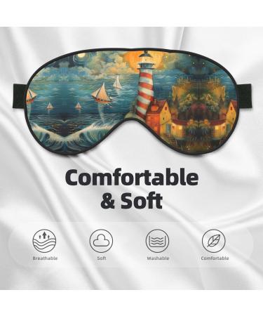 SSIMOO Seaside Lighthouse Soft Sleep Eye Mask | Breathable Eye Patch for Women | Perfect for Travel & Relaxation - Black - Buy Online on GoSupps.com