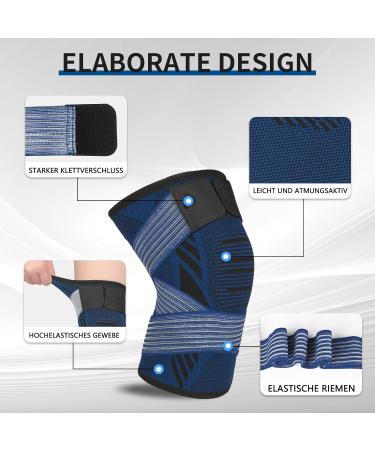 Kniebandage f r Frauen & M nner 2er Set Knieunterst tzungen mit verstellbaren Tr gern & rutschfestem Silikon | Sport Arthritis B nderverletzung Meniskusriss (XL Marineblau) - Buy Online on GoSupps.com