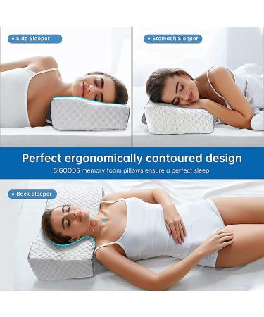 Sigoods Contour Memory Foam Pillow - Ergonomic Cervical Support for Neck & Shoulder Pain Relief | 3D Massage Units | Ideal for Side, Back, & Stomach Sleepers - Buy Online on GoSupps.com