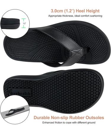 Everhealth Women's Orthotic Flip Flops - Arch Support Sandals for Plantar Fasciitis & Flat Feet - Black (Size 8) - Buy Online on GoSupps.com