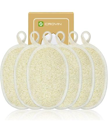 Crovin Loofah Pads - Exfoliating Loofah Body Scrubber 100% Natural Bath Sponge for Men and Womens SPA - 6 Count Gifts Luffa Package,Perfect for Bath Shower