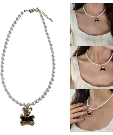 Oralgos Elegant Bear Pearls Necklace | Stylish Charm Jewelry for Everyday Parties & Appointments | Versatile Art Beads & Alloy Design - Buy Online on GoSupps.com