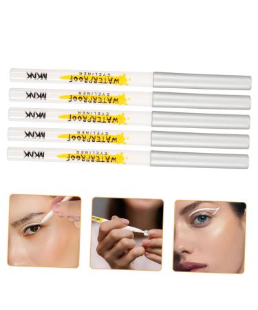 Outanaya 5pcs White Lying Silkworm Pen White Eye Pencil White Eye Shadow White Eyeliner Eye Makeup Tools Abs