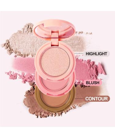 RoseFlower 3-in-1 Makeup Palette | Highlighting, Blush, Contour | Portable Concealer Set | Ultra-Fine Powder for All Skin Types | Perfect Gift for Girls & Women - Buy Online on GoSupps.com